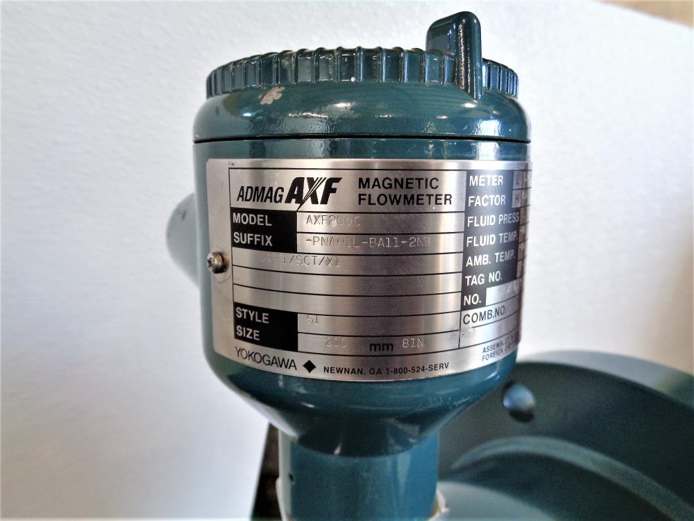 Yokogawa 8" 150# PTFE Admag AXF Magnetic Flowmeter AXF200C